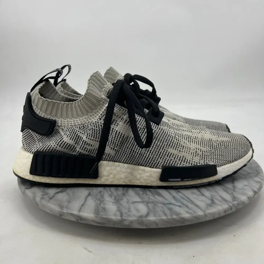 Adidas Mens 12 NMD R1 Primeknit Sesame Sneakers Lightweight Shoes AQ0899